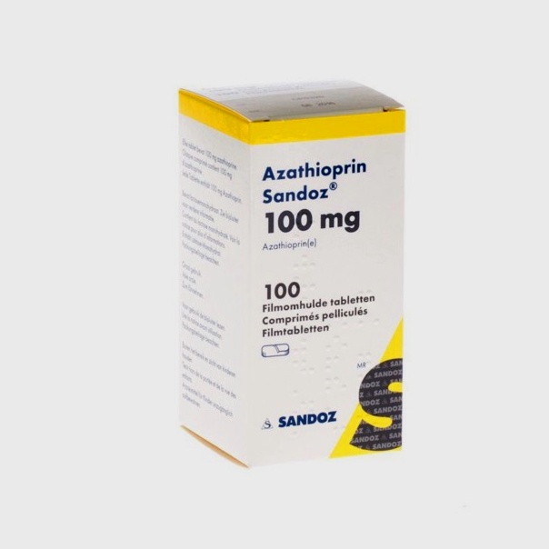 Commander Azathioprine – illustration de comprimés et flacon